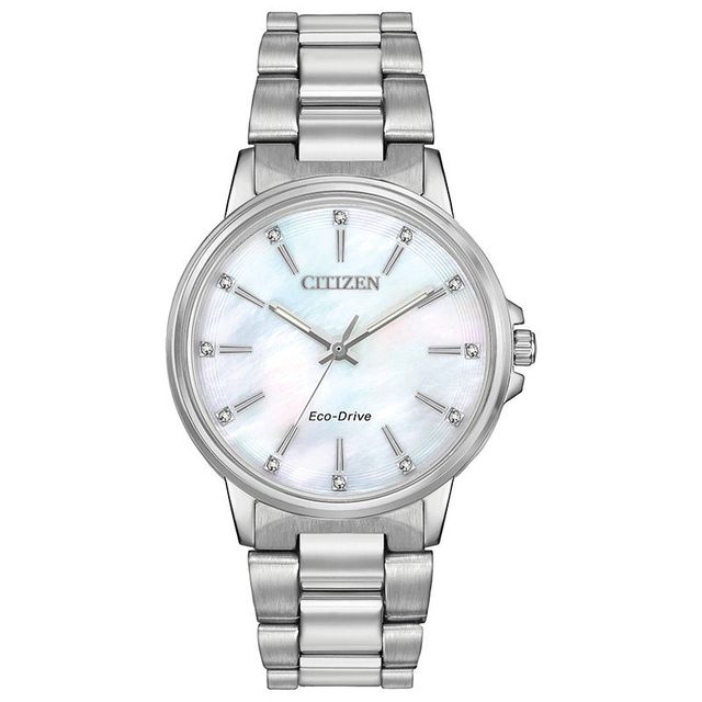 Ladies' Citizen Eco-Drive® Chandler Crystal Accent Watch with Mother-of-Pearl Dial (Model: FE7030-57D)