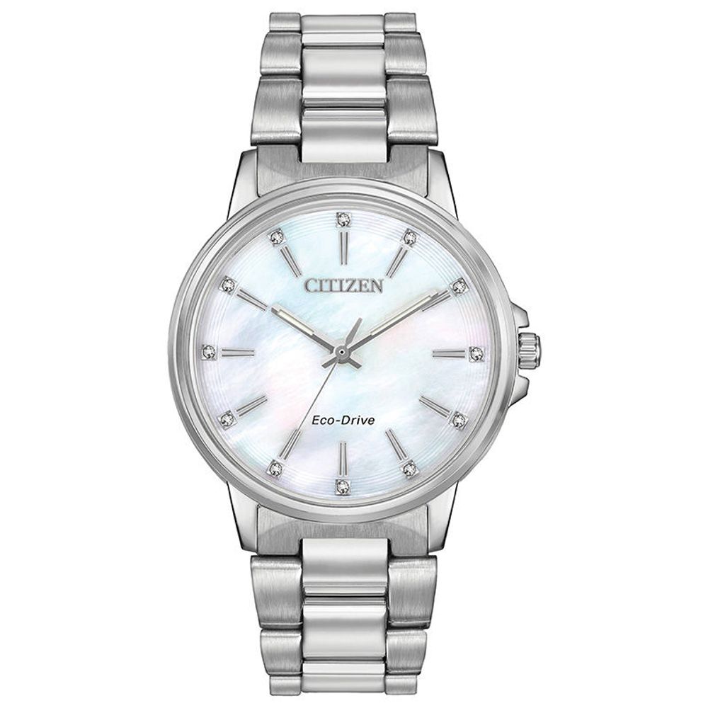 Ladies' Citizen Eco-Drive® Chandler Crystal Accent Watch with Mother-of-Pearl Dial (Model: FE7030-57D)|Peoples Jewellers