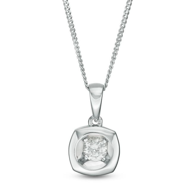 Magnificence™ 0.08 CT. Diamond Solitaire Cushion Frame Pendant in 10K White Gold|Peoples Jewellers