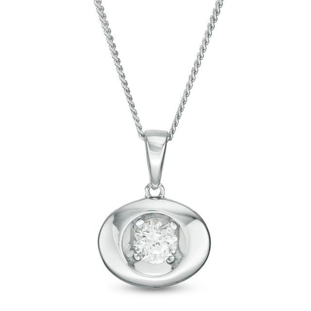 Magnificence™ 0.08 CT. Diamond Solitaire Oval Frame Pendant in 10K White Gold|Peoples Jewellers