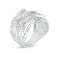 0.15 CT. T.W. Diamond Layered Crossover Wrap Ring in Sterling Silver|Peoples Jewellers