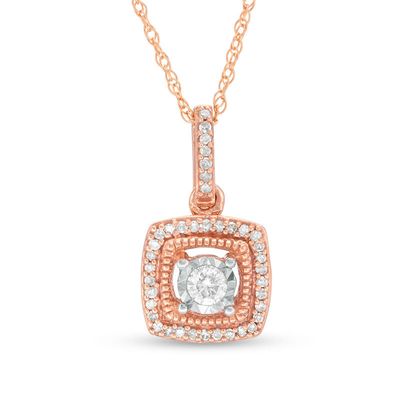 0.15 CT. T.W. Diamond Cushion Frame Vintage-Style Pendant in 10K Rose Gold|Peoples Jewellers