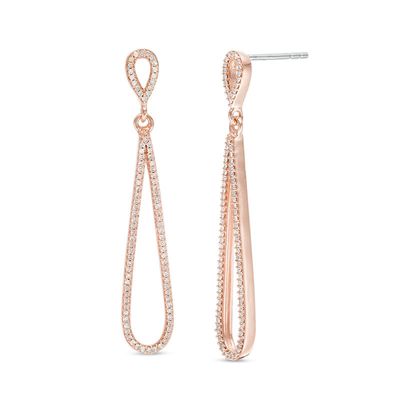 0.25 CT. T.W. Diamond Elongated Pear-Shaped Drop Earrings in 10K Rose Gold|Peoples Jewellers