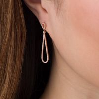 0.25 CT. T.W. Diamond Elongated Pear-Shaped Drop Earrings in 10K Rose Gold|Peoples Jewellers