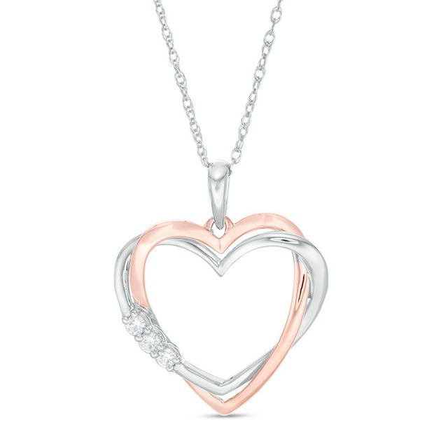 0.05 CT. T.W. Diamond Intertwined Double Heart Pendant in 10K Two-Tone Gold|Peoples Jewellers