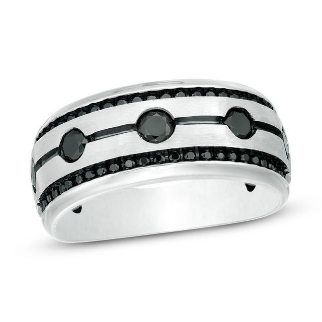 Men's 0.95 CT. T.W. Black Diamond Five Stone Band in Sterling Silver|Peoples Jewellers