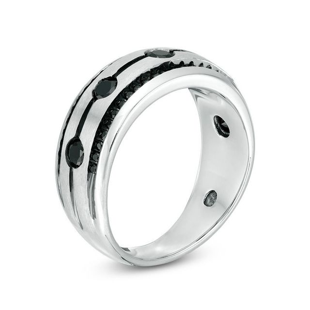 Men's 0.95 CT. T.W. Black Diamond Five Stone Band in Sterling Silver|Peoples Jewellers