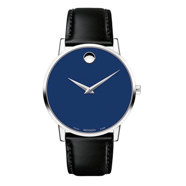 Men's Movado Museum® Classic Strap Watch with Blue Dial (Model: 0607270)|Peoples Jewellers