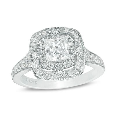 Vera Wang Love Heirloom Collection 0.95 CT. T.W. Princess-Cut Diamond Frame Engagement Ring in 14K White Gold|Peoples Jewellers