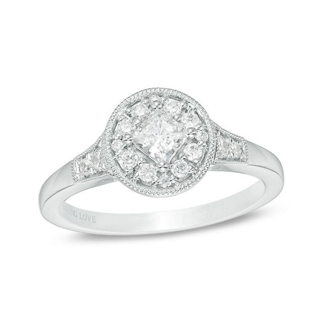 Vera Wang Love Heirloom Collection 0.45 CT. T.W. Princess-Cut Diamond Frame Engagement Ring in 14K White Gold|Peoples Jewellers