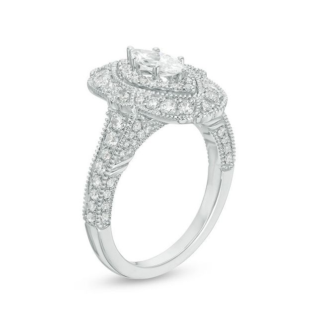 Vera Wang Love Heirloom Collection 1.29 CT. T.W. Marquise Diamond Frame Engagement Ring in 14K White Gold|Peoples Jewellers
