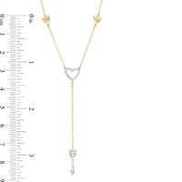 0.15 CT. T.W. Diamond Heart and Arrow "Y" Necklace in 10K Gold - 17.5"|Peoples Jewellers