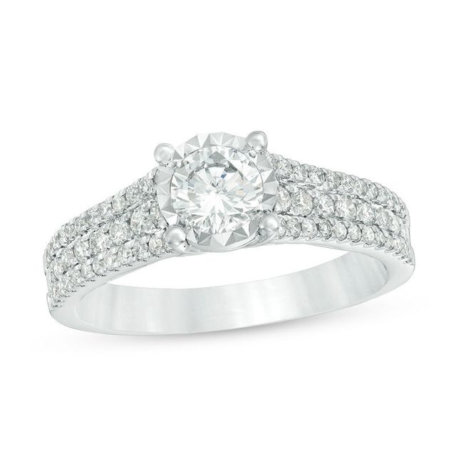 1.00 CT. T.W. Diamond Multi-Row Engagement Ring in 14K White Gold|Peoples Jewellers