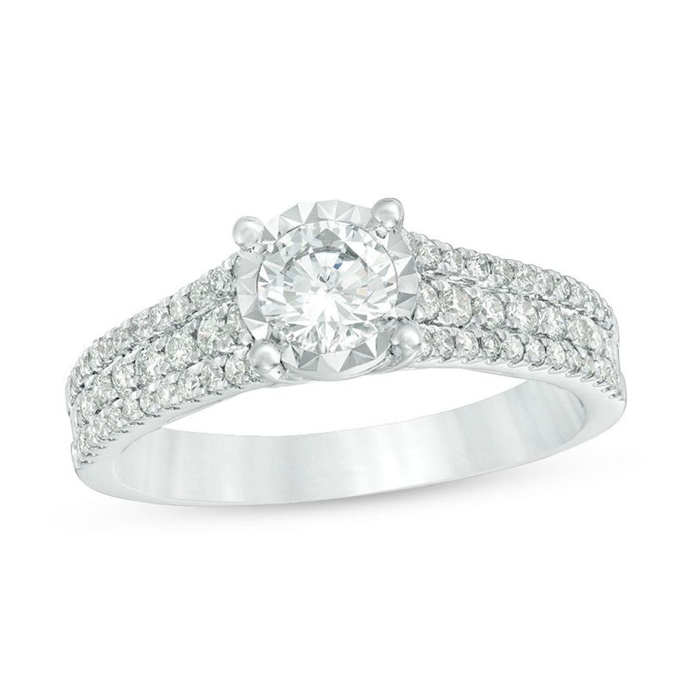 1.00 CT. T.W. Diamond Multi-Row Engagement Ring in 14K White Gold|Peoples Jewellers