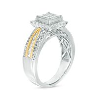 1.00 CT. T.W. Princess-Cut Composite Diamond Frame Multi-Row Engagement Ring in 14K Two-Tone Gold|Peoples Jewellers