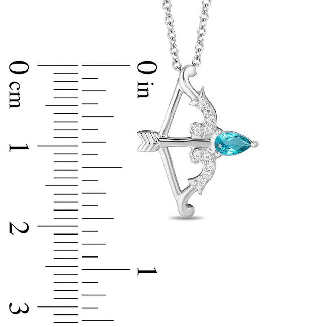 Enchanted Disney Merida Pear-Shaped Blue Topaz and 0.04 CT. T.W. Diamond Bow and Arrow Pendant in Sterling Silver - 19"|Peoples Jewellers