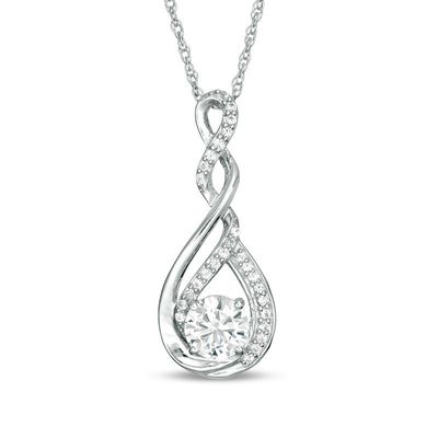 6.0mm Lab-Created White Sapphire Twist Infinity Pendant in Sterling Silver|Peoples Jewellers