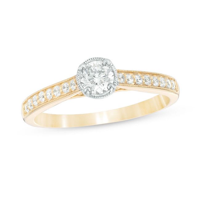 0.45 CT. T.W. Diamond Vintage-Style Engagement Ring in 10K Gold