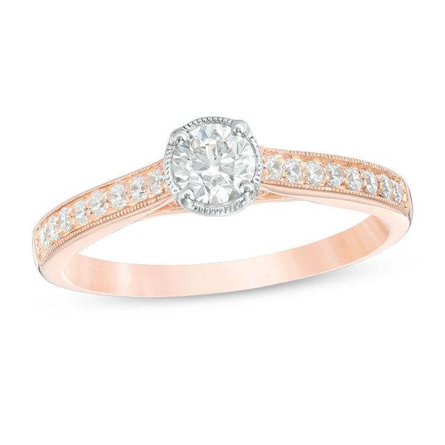 0.45 CT. T.W. Diamond Vintage-Style Engagement Ring in 10K Rose Gold|Peoples Jewellers