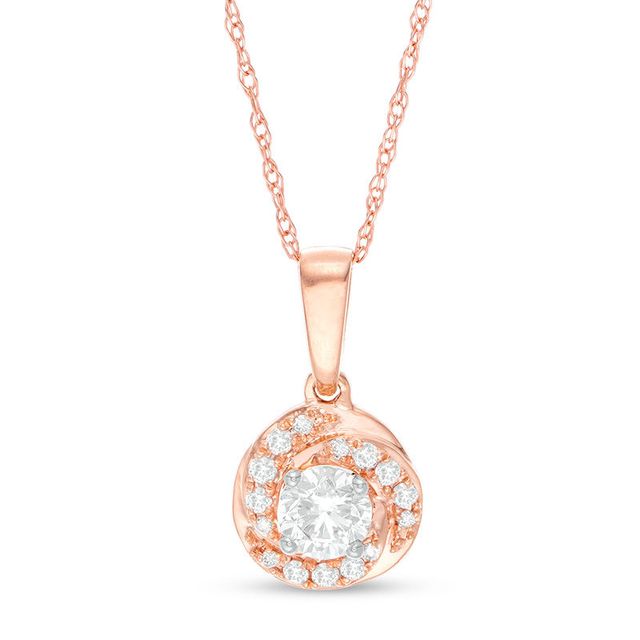 0.32 CT. T.W. Certified Canadian Diamond Swirl Pendant in 14K Rose Gold (I/I2)|Peoples Jewellers