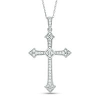 0.20 CT. T.W. Diamond Vintage-Style Cross Pendant in 10K White Gold|Peoples Jewellers