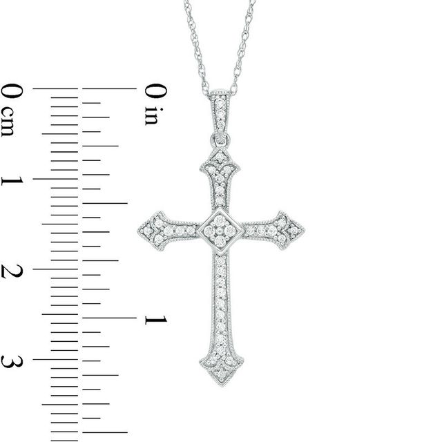 0.20 CT. T.W. Diamond Vintage-Style Cross Pendant in 10K White Gold|Peoples Jewellers