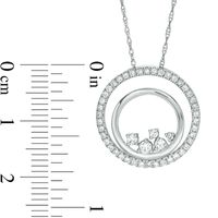 0.38 CT. T.W. Diamond Scattered Double Circle Pendant in 10K White Gold|Peoples Jewellers