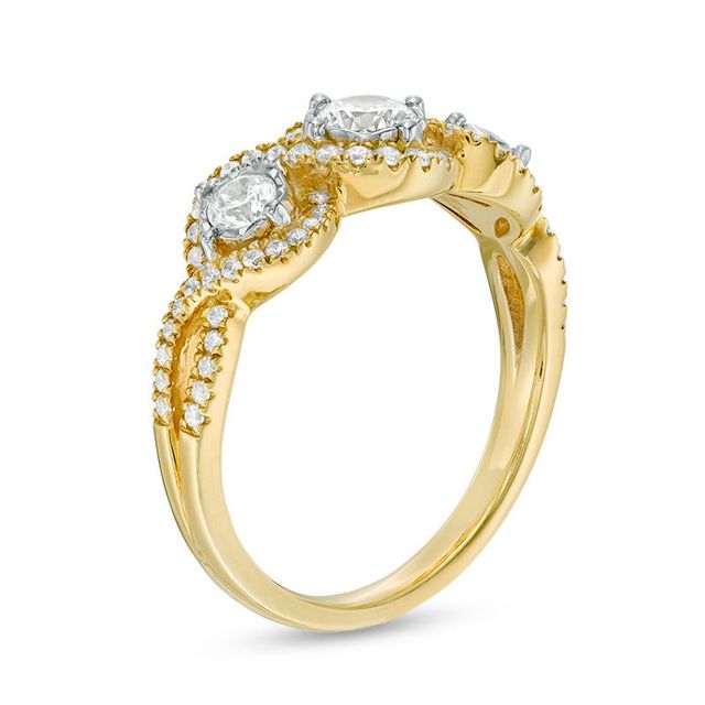 0.75 CT. T.W. Diamond Past Present Future® Frame Twist Engagement Ring in 14K Gold|Peoples Jewellers