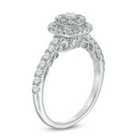 0.75 CT. T.W. Composite Diamond Cushion Frame Engagement Ring in 14K White Gold|Peoples Jewellers