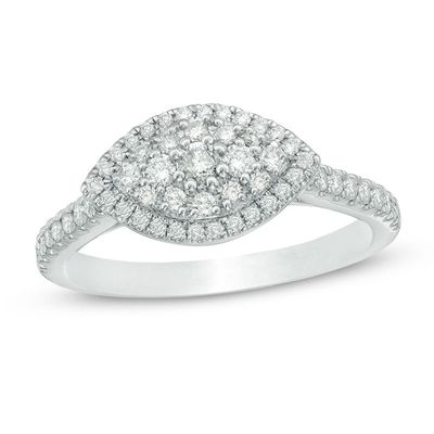 0.45 CT. T.W. Composite Diamond Marquise Frame Engagement Ring in 10K White Gold|Peoples Jewellers