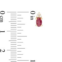 Oval Ruby and 0.05 CT. T.W. Diamond Tri-Top Stud Earrings in 10K Gold|Peoples Jewellers