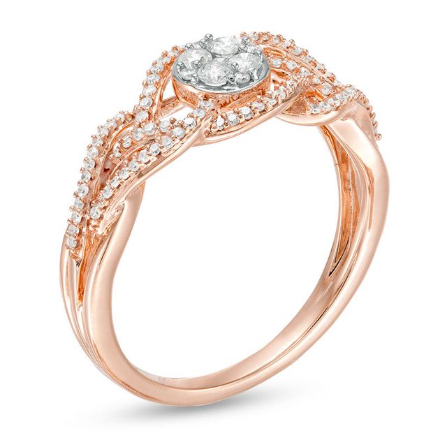 0.30 CT. T.W. Composite Diamond Swirl Bypass Ring in 10K Rose Gold