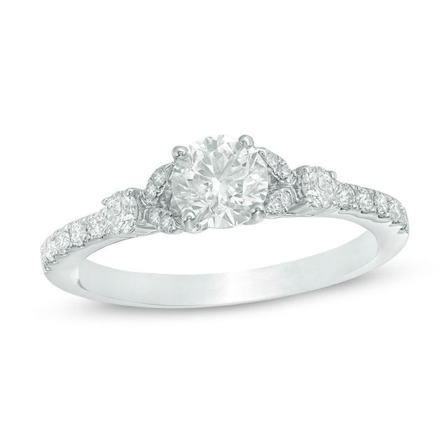 1.00 CT. T.W. Diamond Petal-Sides Engagement Ring in 14K White Gold