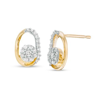 0.18 CT. T.W. Composite Diamond Oval Frame Stud Earrings in 10K Gold|Peoples Jewellers