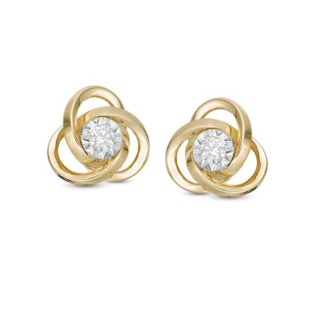 0.13 CT. T.W. Diamond Love Knot Stud Earrings in 10K Gold|Peoples Jewellers