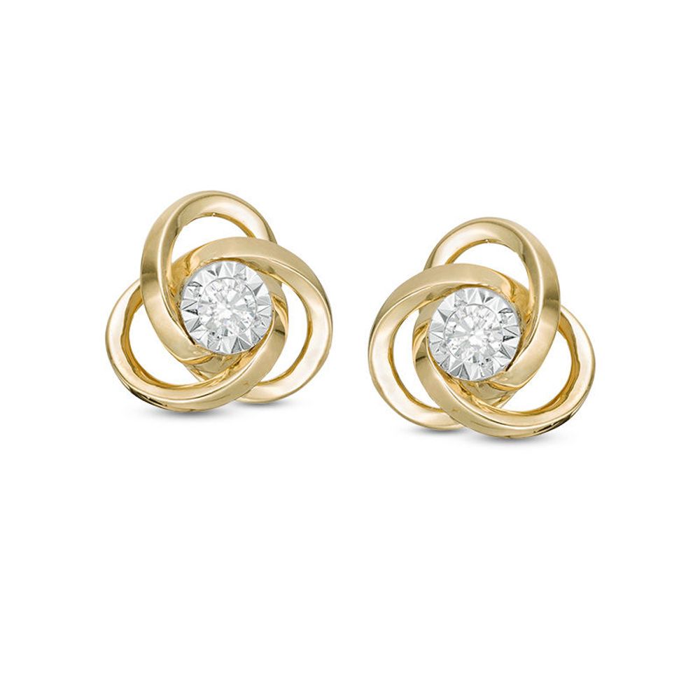 0.13 CT. T.W. Diamond Love Knot Stud Earrings in 10K Gold|Peoples Jewellers