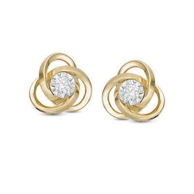 0.13 CT. T.W. Diamond Love Knot Stud Earrings in 10K Gold|Peoples Jewellers