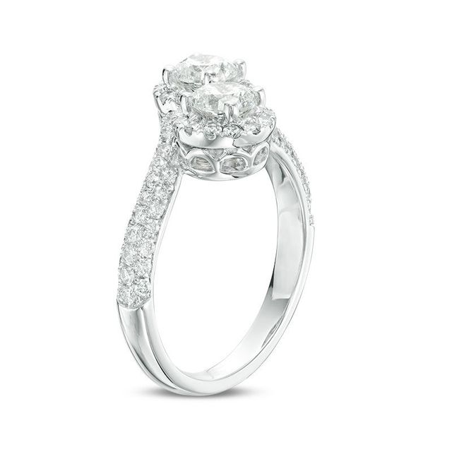 Ever Us™ 1.63 CT. T.W. Two-Stone Diamond Frame Bypass Ring in 14K White Gold|Peoples Jewellers