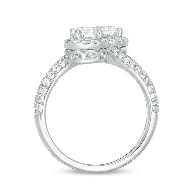Ever Us™ 1.63 CT. T.W. Two-Stone Diamond Frame Bypass Ring in 14K White Gold|Peoples Jewellers