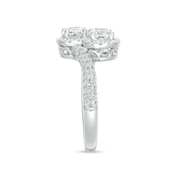 Ever Us™ 1.63 CT. T.W. Two-Stone Diamond Frame Bypass Ring in 14K White Gold