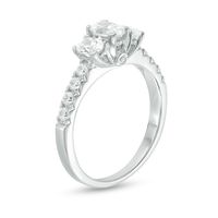 1.00 CT. T.W. Certified Oval Diamond Past Present Future® Engagement Ring in 14K White Gold (I/I1)|Peoples Jewellers