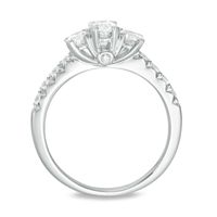 1.00 CT. T.W. Certified Oval Diamond Past Present Future® Engagement Ring in 14K White Gold (I/I1)|Peoples Jewellers