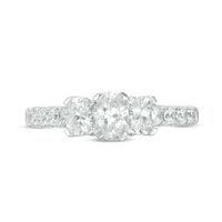 1.00 CT. T.W. Certified Oval Diamond Past Present Future® Engagement Ring in 14K White Gold (I/I1)|Peoples Jewellers