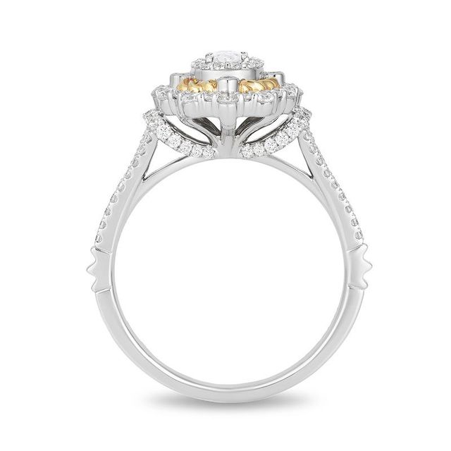 Enchanted Disney Snow White 1.00 CT. T.W. Oval Diamond Twist Frame Engagement Ring in 14K Two-Tone Gold