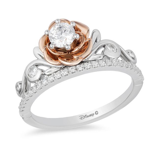 Enchanted Disney Belle 0.50 CT. T.W. Diamond Rose Tiara Engagement Ring in 14K Two-Tone Gold|Peoples Jewellers