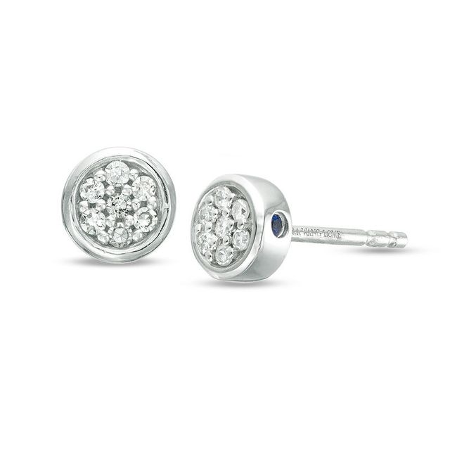 Vera Wang Love Collection 0.065 CT. T.W. Composite Diamond and Blue Sapphire Stud Earrings in 14K White Gold