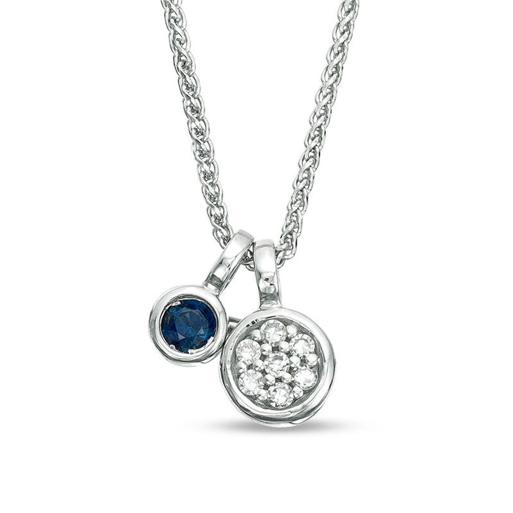 Vera Wang Love Collection Blue Sapphire and Composite Diamond Accent Pendant in 14K White Gold - 19"|Peoples Jewellers