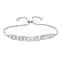 0.10 CT. T.W. Diamond Interlocking Curb Link Bolo Bracelet in Sterling  - 9.5"|Peoples Jewellers