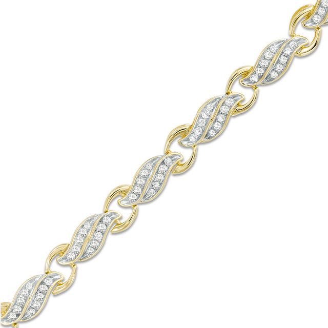 1.00 CT. T.W. Diamond Flame Link Bracelet in 10K Gold - 7.25"