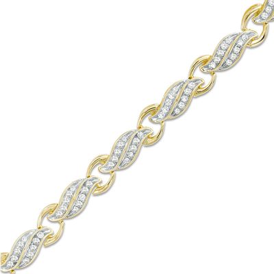 1.00 CT. T.W. Diamond Flame Link Bracelet in 10K Gold - 7.25"|Peoples Jewellers